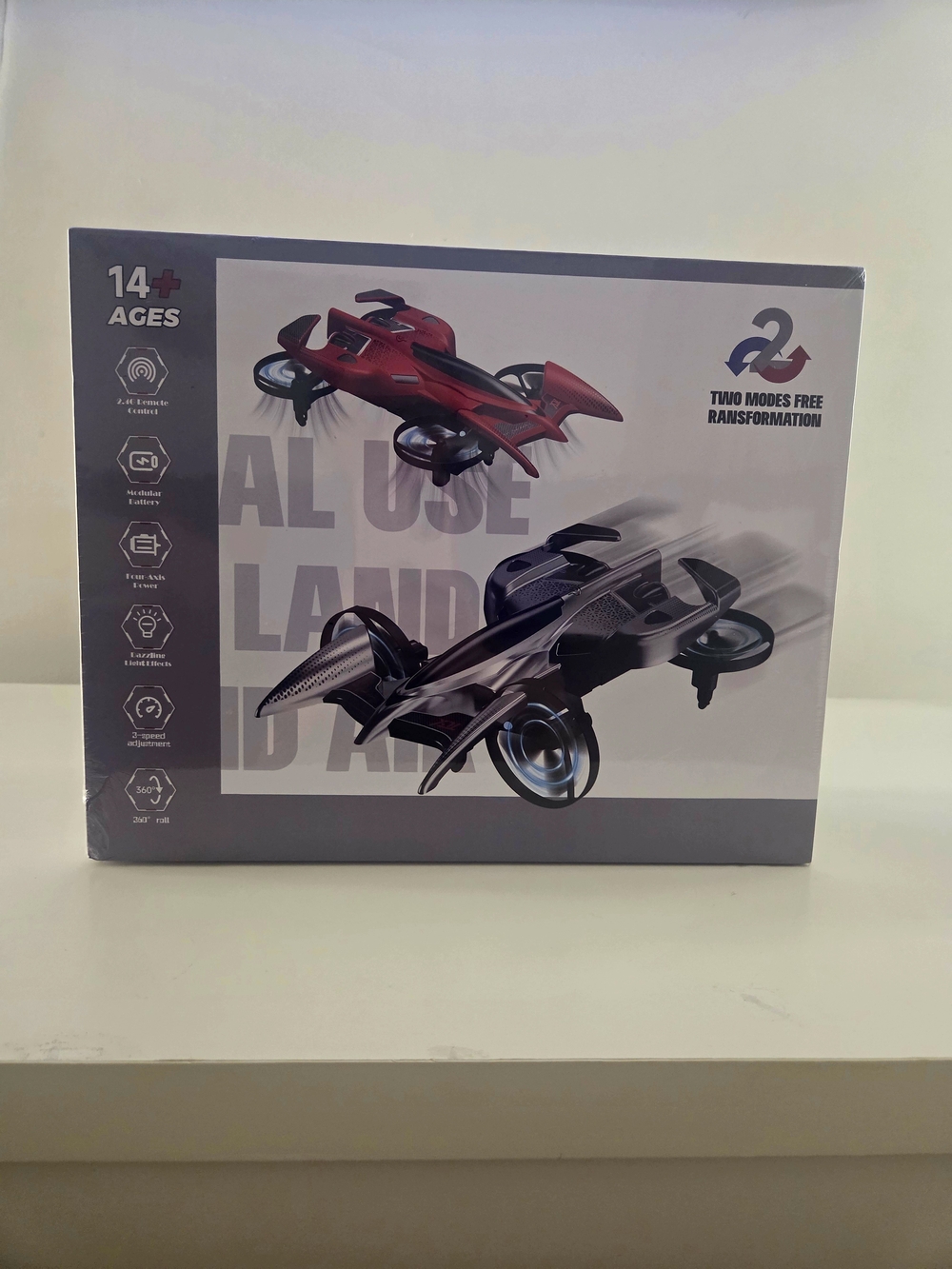 Remote Drifting Flying Car RC Toy Dual Land & Air w/ Controller - Silver